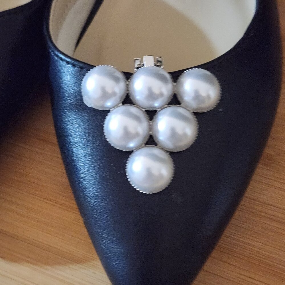 Pearl Cluster Shoe Bows White Embellishments Accessories Shoe Clips